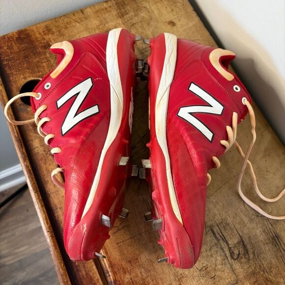New Balance Red White Metal Baseball Cleats L4040TR5 Rev-Lite Men's 12 - Picture 6 of 12